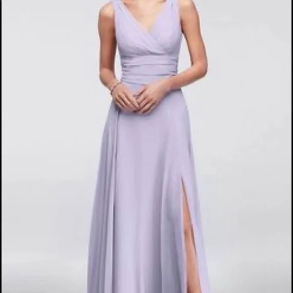 Long Chiffon Surplice Tank Bridesmaid Dress | Color: Purple | Size: 2 | Cassdewolfe's Closet